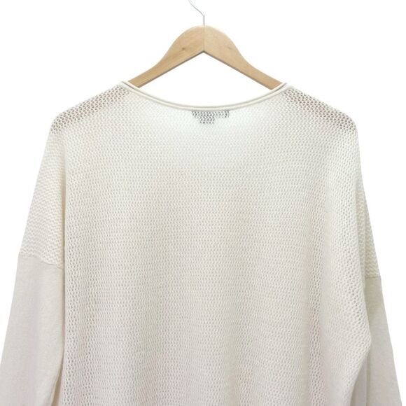 Vince 100% Cashmere Perforated Back Sweater Jumper in Winter White Cream Size XL - Picture 6 of 12